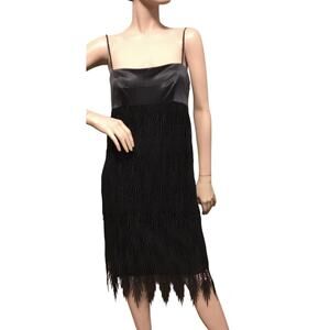 VIVIENNE TAM Black Lace Empire Fringe Slip DRESS Flapper/1920s/Gatsby Style